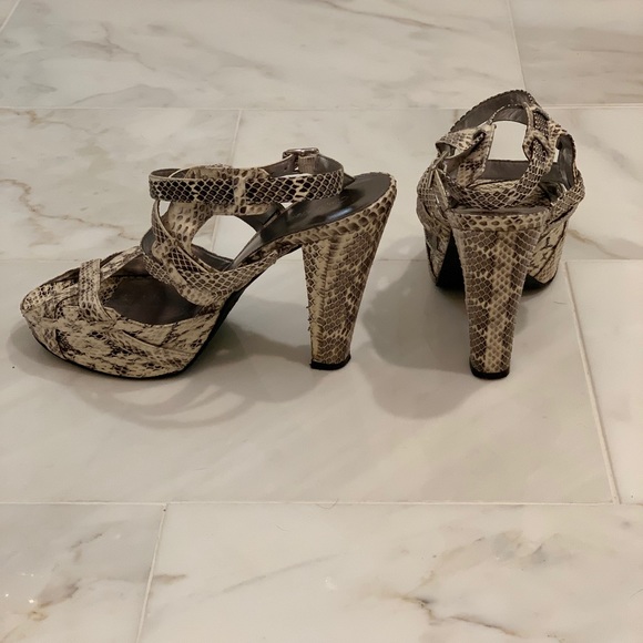 Snakeskin Calvin Klein High-Heel Strappy Sandals - Picture 4 of 8